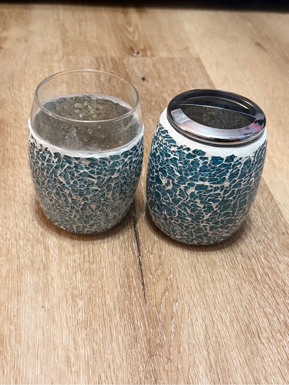 Turquoise Crackle Glass / Ceramic Bath Set - 5 Piece